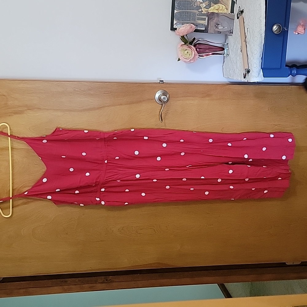 Pink polka dot jumpsuit from LOFT